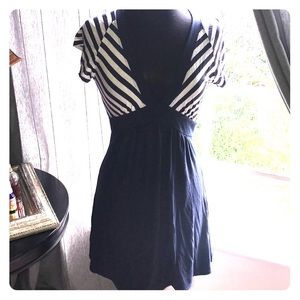 Navy Blue And Grey Mini Dress